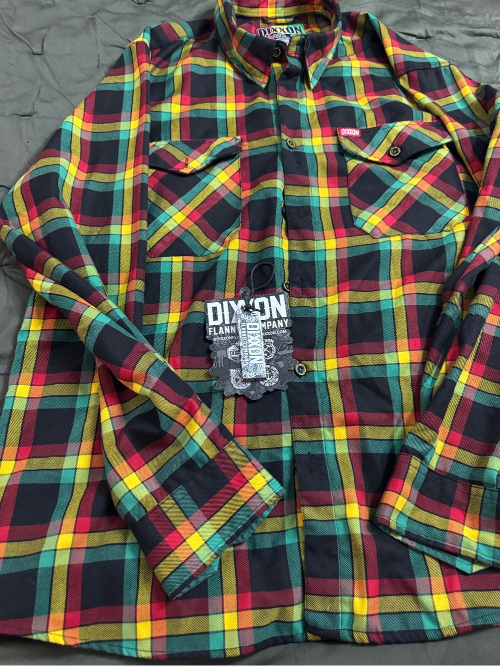 DIXXON Special Bob Marley Release- Plaid Button-Down Shirt (Red, Green) - Picture 6 of 6